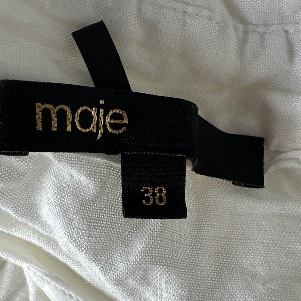 Maje Dress Embroidered Lace Button Front Ruffled Tiered Maxi A-Line White 38 - Picture 8 of 12